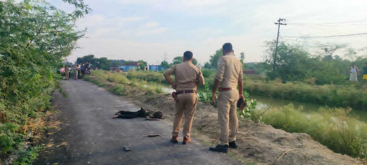 मिर्जामुराद बिहड़ा नहर किनारे छानबीन करती पुलिस टीम