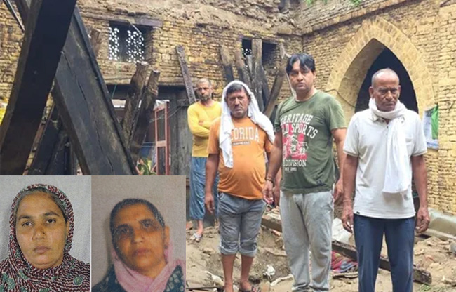 सोनीपत: महमुदपुर में बरसात से गिरा जर्जहाल         मकान इनसेट में मृतक सुनील रानी व बिमला के फाइल फोटो