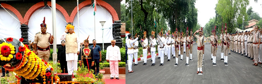 लोकभवन स्वतंत्रता दिवस समारोह में सुरक्षा बल द्वारा गार्ड ऑफ ऑनर दिया गया
