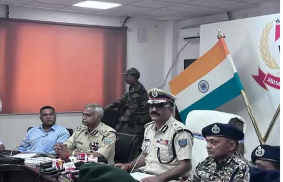 DGP and other officials conducting a press conference regarding the Naxal operation. DGP and other officials conducting a press conference regarding the Naxal operation.