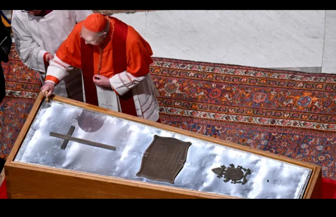 The casket of Pope Francis is sealed at St. Peter's Basilica, ahead of his funeral at the Vatican, on April 25, 2025. The casket of Pope Francis is sealed at St. Peter's Basilica, ahead of his funeral at the Vatican, on April 25, 2025.