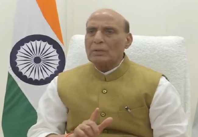 Rajnath Singh virtually addressing the ceremony from Delhi Rajnath Singh virtually addressing the ceremony from Delhi