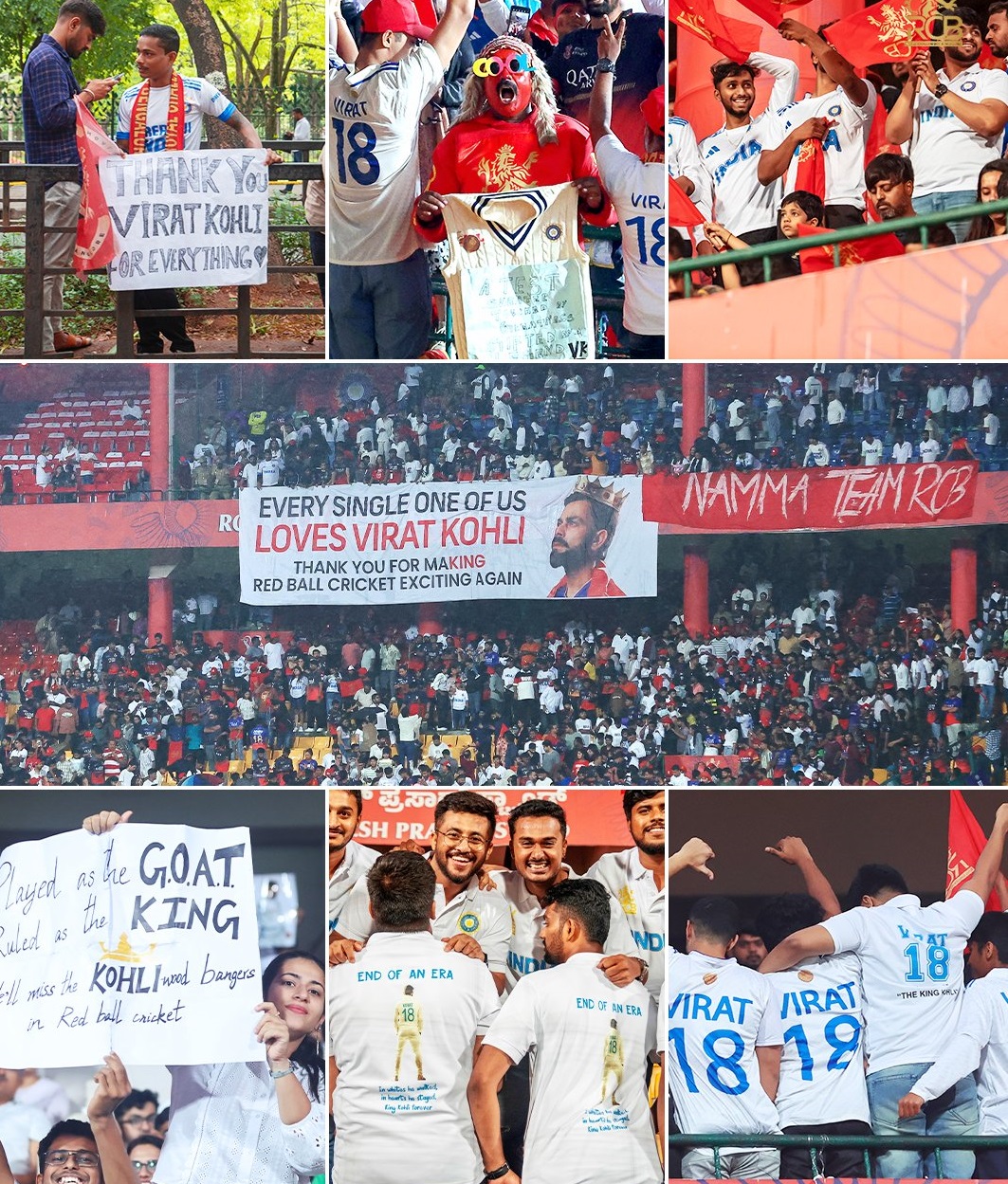 Fans gathered to pay tribute to Virat Kohli. Photo: RCB Social Media X Fans gathered to pay tribute to Virat Kohli. Photo: RCB Social Media X