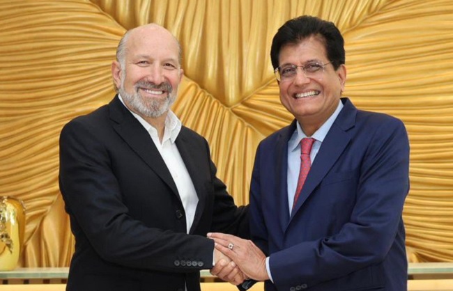 Commerce Minister Piyush Goyal meeting Commerce Secretary Howard Lutting. Commerce Minister Piyush Goyal meeting Commerce Secretary Howard Lutting.