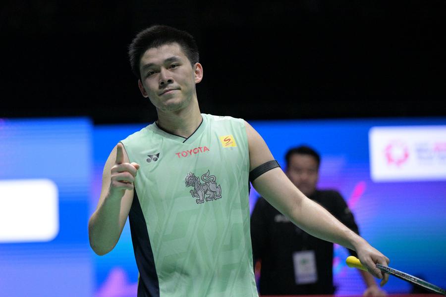 Kunlavut Vitidsarn of Thailand celebrates after the men's singles final match at the Singapore Badminton Open 2025 in Singapore Kunlavut Vitidsarn of Thailand celebrates after the men's singles final match at the Singapore Badminton Open 2025 in Singapore
