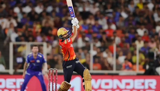 Punjab captain Shreyas Iyer playing a shot. Punjab captain Shreyas Iyer playing a shot.