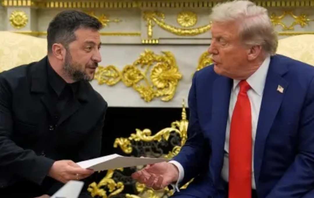 President Donald Trump meets with Ukraine's President Volodymyr Zelenskyy in the Oval Office at the White House.