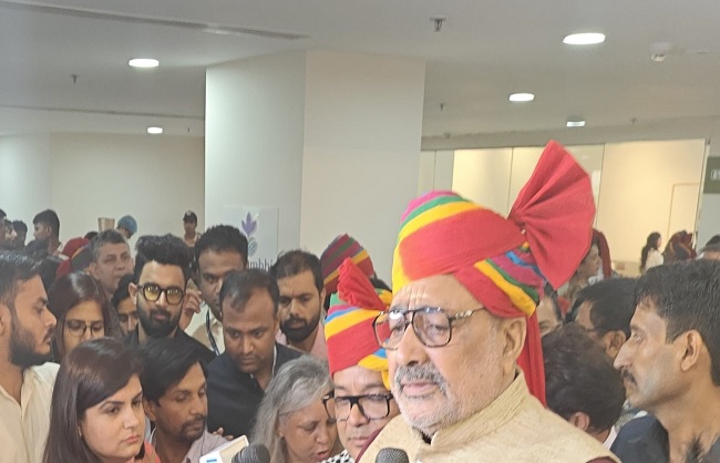 Giriraj Singh addressing the media