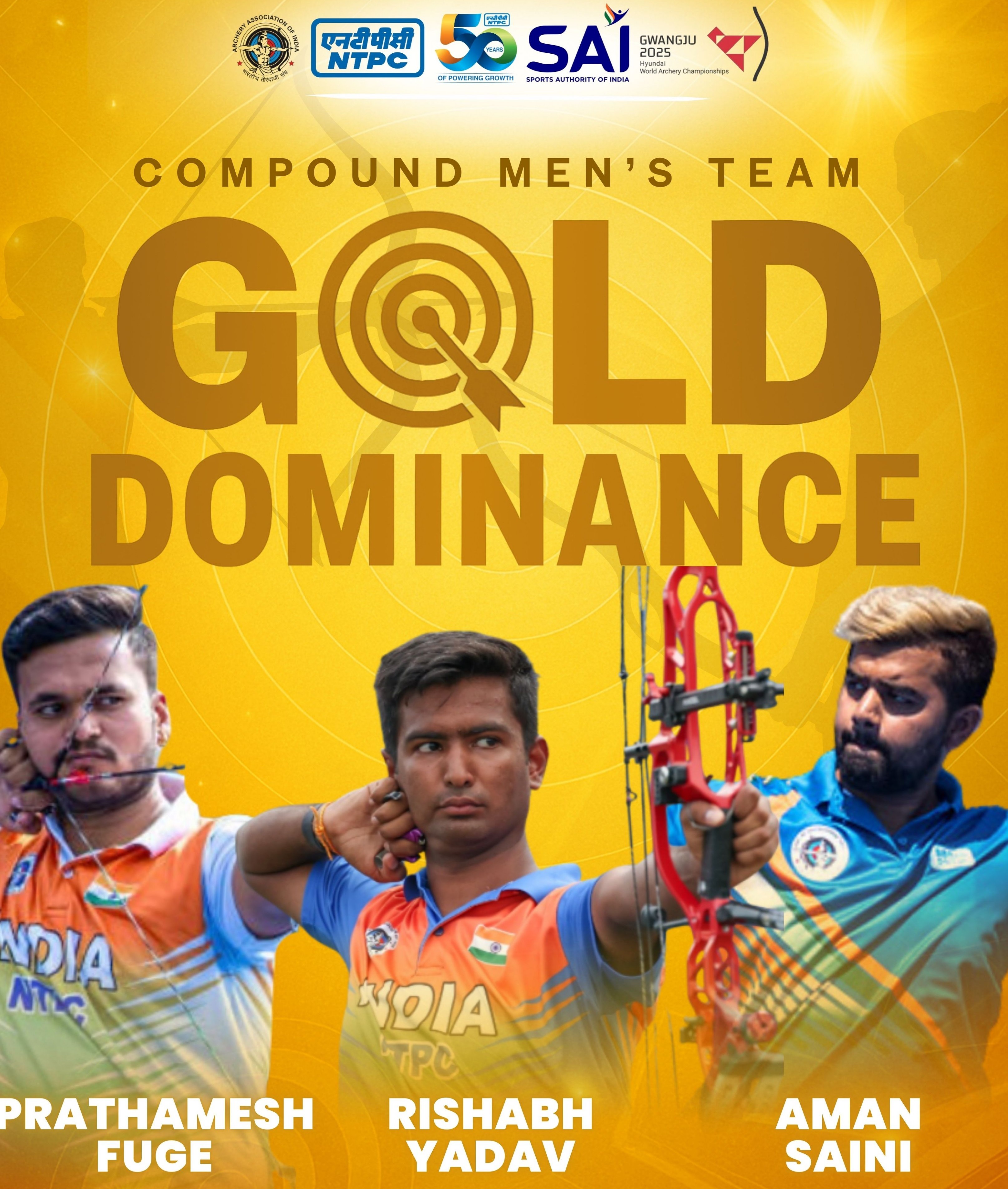 Indian Men’s Compound Archery Team Makes History with First-Ever World Championship Gold