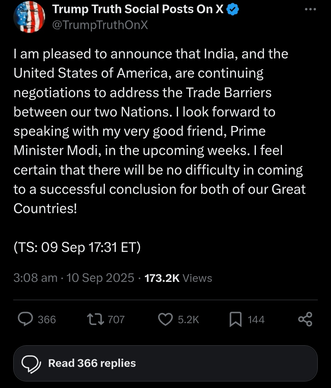 Source -Truth Social, Trump