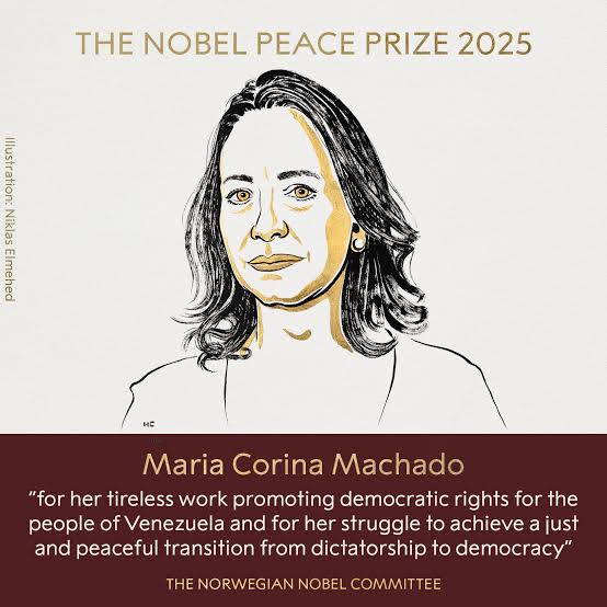 María Corina Machado of Venezuela Awarded 2025 Nobel Peace Prize for Democracy Advocacy María Corina Machado of Venezuela Awarded 2025 Nobel Peace Prize for Democracy Advocacy