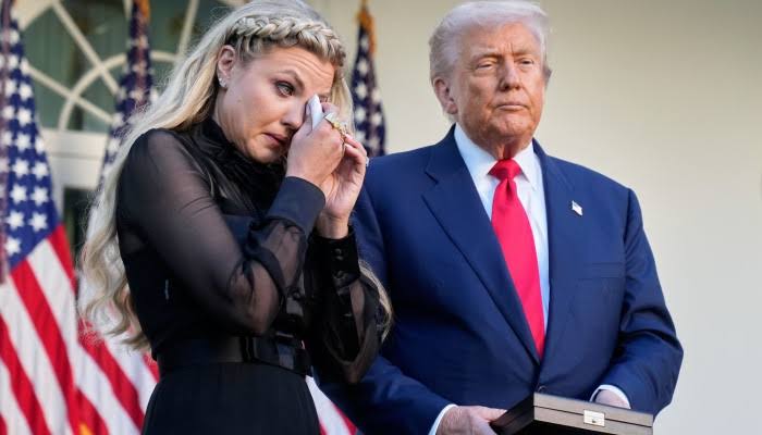 US President Donald Trump  and Kirk's widow, Erika Kirk